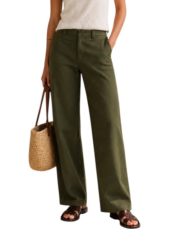 Skunkfunk Pants - SKFK Deep Green Tencel Straight Leg Trousers Mid Rise Tailored Pants US 6 NWT